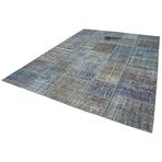 251x354 cm Kırk Yama Mavi Yama Pamuklu Yün El Dokuma Modern Geometrik Etnik Eskitme Desenli Boho Oturma Odası Salon Yolluk Koridor Mutfak Halısı
