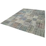 251x355 cm Kırk Yama Mavi Yama Pamuklu Yün El Dokuma Modern Geometrik Etnik Eskitme Desenli Boho Oturma Odası Salon Yolluk Koridor Mutfak Halısı