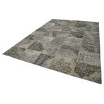 251x356 cm Kırk Yama Gri Yama Pamuklu Yün El Dokuma Modern Geometrik Etnik Eskitme Desenli Boho Oturma Odası Salon Yolluk Koridor Mutfak Halısı