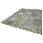 252x351 cm Kırk Yama Gri Yama Pamuklu Yün El Dokuma Modern Geometrik Etnik Eskitme Desenli Boho Oturma Odası Salon Yolluk Koridor Mutfak Halısı