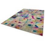252x353 cm Kırk Yama Pembe Yama Pamuklu Yün El Dokuma Modern Geometrik Etnik Eskitme Desenli Boho Oturma Odası Salon Yolluk Koridor Mutfak Halısı