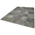 253x352 cm Kırk Yama Mavi Yama Pamuklu Yün El Dokuma Modern Geometrik Etnik Eskitme Desenli Boho Oturma Odası Salon Yolluk Koridor Mutfak Halısı