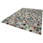 254x350 cm Kırk Yama Bej Yama Pamuklu Yün El Dokuma Modern Geometrik Etnik Eskitme Desenli Boho Oturma Odası Salon Yolluk Koridor Mutfak Halısı