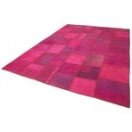 254x350 cm Kırk Yama Pembe Yama Pamuklu Yün El Dokuma Modern Geometrik Etnik Eskitme Desenli Boho Oturma Odası Salon Yolluk Koridor Mutfak Halısı