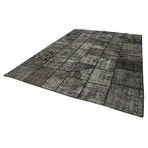 255x350 cm Kırk Yama Siyah Yama Pamuklu Yün El Dokuma Modern Geometrik Etnik Eskitme Desenli Boho Oturma Odası Salon Yolluk Koridor Mutfak Halısı