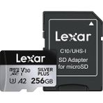 256 GB Profesyonel Silver Plus Microsdxc Hafıza Kartı W/sd Adaptör, Uhs-I, C10, U3, V30, Full-Hd ve 4K Video, 205/150 Mb/s'ye Kadar Okuma/yazma, Videografçılar, Oyuncular (LMSSIPL256G-BNANU)