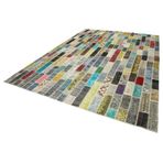 256x356 cm Kırk Yama Gri Kırk Yama Pamuklu Yün El Dokuma Modern Geometrik Etnik Eskitme Desenli Boho Oturma Odası Salon Yolluk Koridor Mutfak Halısı