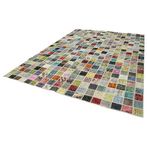 257x350 cm Kırk Yama Siyah Yama Pamuklu Yün El Dokuma Modern Geometrik Etnik Eskitme Desenli Boho Oturma Odası Salon Yolluk Koridor Mutfak Halısı