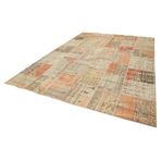 257x353 cm Kırk Yama Turuncu Yama Pamuklu Yün El Dokuma Modern Geometrik Etnik Eskitme Desenli Boho Oturma Odası Salon Yolluk Koridor Mutfak Halısı