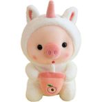 25CM Kabarcık Domuz Peluş Oyuncak Doldurulmuş Hayvan Tavşan Kurbağa Tek Boynuzlu At Kaplan Yastık Bardak Süt Çay Boba Peluş Bebek Doğum Günü Hediyesi Sevimli Bebek (Yurt Dışından) - 800 Beyaz