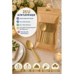 25’Li Altın Plastik Kaşık 18 Cm Sert Tek Kullanımlık