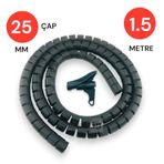 25mm 1,5m Yarıklı Spiral Kablo Kanalı Düzenleyici