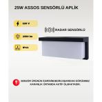 25W Assos Radar Sensörlü Aplik 3200K Sarı Işık Modern Led Duvar Aydınlatması