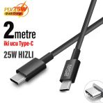 25W Hızlı Type-C Şarj Kablosu 2 Metre Uzun