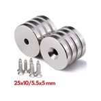 25X10/5X5.5 Mm Havşa Delikli Neodyum Mıknatıs - Güçlü N35 Nikel Kaplama Magnet
