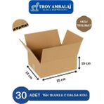 25X15X15 Tek Oluklu Kutu C Dalga (30 Adet) Taşıma Taşınma Kolisi Boş Karton