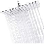 25X25 cm Kare Paslanmaz Çelik Tepe Duş Başlığı - Kireç Önleyici Silikon Nozullu, Ultra Ince Tasarım, Geniş Yağmur Akışlı Banyo Duş Başlığı, Krom - 1 kg
