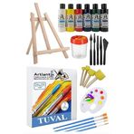 25x25 Tuval Seti 1 Paket Masa Üstü Şövale Monalisa Akrilik Boya Plastik Spatula Resim Fırçası Palet Ponpon Sünger Fırça