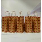 25X31 cm ( 15 Adet ) Kırmızı Kalp Desenli Kraft Çanta,hediye Poşeti,hediye Paketi,kraft Kağıt Çanta - 25 x 31 cm