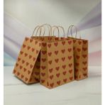 25X31 cm ( 20 Adet ) Kırmızı Kalp Desenli Kraft Çanta,hediye Poşeti,hediye Paketi,kraft Kağıt Çanta - 25 x 31 cm