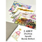 25X35 Cm Spiralli Resim Defteri 2 Adet 15 Yaprak Spiralli Orta Boy Resim Defteri Karton Kapak 110 Gr