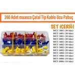 260 Parça Maasco Izoleli Çatal Terminal Pabuç - Kablo 1.5-6 Mm