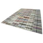 260x370 cm Kırk Yama Gri Yama Pamuklu Yün El Dokuma Modern Geometrik Etnik Eskitme Desenli Boho Oturma Odası Salon Yolluk Koridor Mutfak Halısı