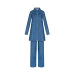 26353 Denim Kot Tunik Pantolon Takım – Düğmeli Cep Detaylı Modern Tesettür Takım (MAVİ, 3)