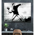 2645 Sanat Banksy Çiçek Atan Adam Kanvas Tablo-40 x 60 Cm
