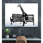 2645 Sanat Banksy Giraffe Sitting On Bench Kanvas Tablo-40 x 60 Cm