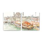 2645 Sanat Eminönü Yeni Camii 2 Parça Kanvas Tablo-100 x 50 Cm Dikey