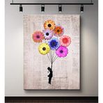 2645 Sanat Kanvas Tablo Motivasyon Çiçekli Kız Ev ve Duvar Dekorasyon-60 x 80 Cm