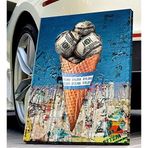 2645 Sanat Kanvas Tablo Motivasyon Dondurma Para Ev ve Duvar Dekorasyon-50 x 70 Cm