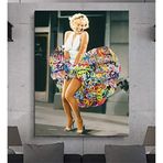 2645 Sanat Kanvas Tablo Motivasyon Marilyn Monroe Elbise Rüzgar Ev ve Duvar Dekorasyon-40 x 60 Cm
