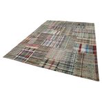 267x358 cm Kırk Yama Gri Yama Pamuklu Yün El Dokuma Modern Geometrik Etnik Eskitme Desenli Boho Oturma Odası Salon Yolluk Koridor Mutfak Halısı