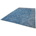 267x381 cm Geometrik Halı Mavi Geometrik Yün El Dokuma Modern Geometrik Etnik Eskitme Desenli Boho Oturma Odası Salon Yolluk Koridor Mutfak Halısı