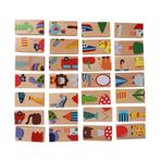 28 parça / set domino bloğu, ahşap yapboz pedagojik oyuncak hayvan renkli baskılı yapı taşları seti masa yapboz oyun setleri çocuklar için
