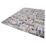 281x396 cm Kırk Yama Gri Yama Pamuklu Yün El Dokuma Modern Geometrik Etnik Eskitme Desenli Boho Oturma Odası Salon Yolluk Koridor Mutfak Halısı