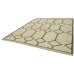 283x320 cm Hurda Bej Geometrik Yün El Dokuma Modern Geometrik Etnik Eskitme Desenli Boho Oturma Odası Salon Yolluk Koridor Mutfak Halısı