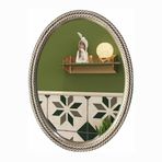 28"x21" Vintage Oval Banyo Aynası Lüks Zarif Makyaj Duvarı Süslü Geleneksel Asma Şık Gümüş Kozmetik Ev Banyo Giriş Dekorasyonu (Altın) (Gümüş 28x21 inç)