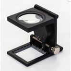 28X28 mm Katlanır Sayaçlı Metal Lüp 2 LED Işıklı Büyüteç Tekstil TH-9005A - Renkli - 1