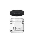 29 ml Metal Siyah Kapaklı 29 Cc Küçük Numune Cam Kavanoz 6 Adet
