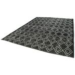 290x369 cm Geometrik Halı Siyah Geometrik Yün El Dokuma Modern Geometrik Etnik Eskitme Desenli Boho Oturma Odası Salon Yolluk Koridor Mutfak Halısı