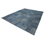 294x400 cm Kırk Yama Mavi Yama Pamuklu Yün El Dokuma Modern Geometrik Etnik Eskitme Desenli Boho Oturma Odası Salon Yolluk Koridor Mutfak Halısı