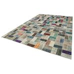 297x414 cm Kırk Yama Bej Yama Pamuklu Yün El Dokuma Modern Geometrik Etnik Eskitme Desenli Boho Oturma Odası Salon Yolluk Koridor Mutfak Halısı
