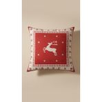 2Adet Geyik Desenli Çift Taraflı Kırlent Kılıfı - 45x45 cm Yılbaşı Dekoratif