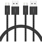 2'li Örgülü Usb-A - Usb-C Kablo, 1,5 M, 15 W, Yumuşak, Esnek ve Hızlı Şarj Kablosu, 16 ve 15 Serisi, S25, 9, iPad Pro ve Daha Fazlasıyla Uyumlu, Siyah