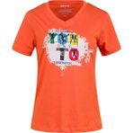 2AS Alone Baskılı V Yaka Kadın T-Shirt 403 - 2XL - Turuncu