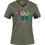 2AS Alone Baskılı V Yaka Kadın T-Shirt 403 - XL - Haki