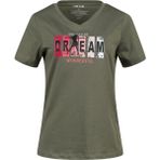 2AS Alone Baskılı V Yaka Kadın T-Shirt 404 - Haki